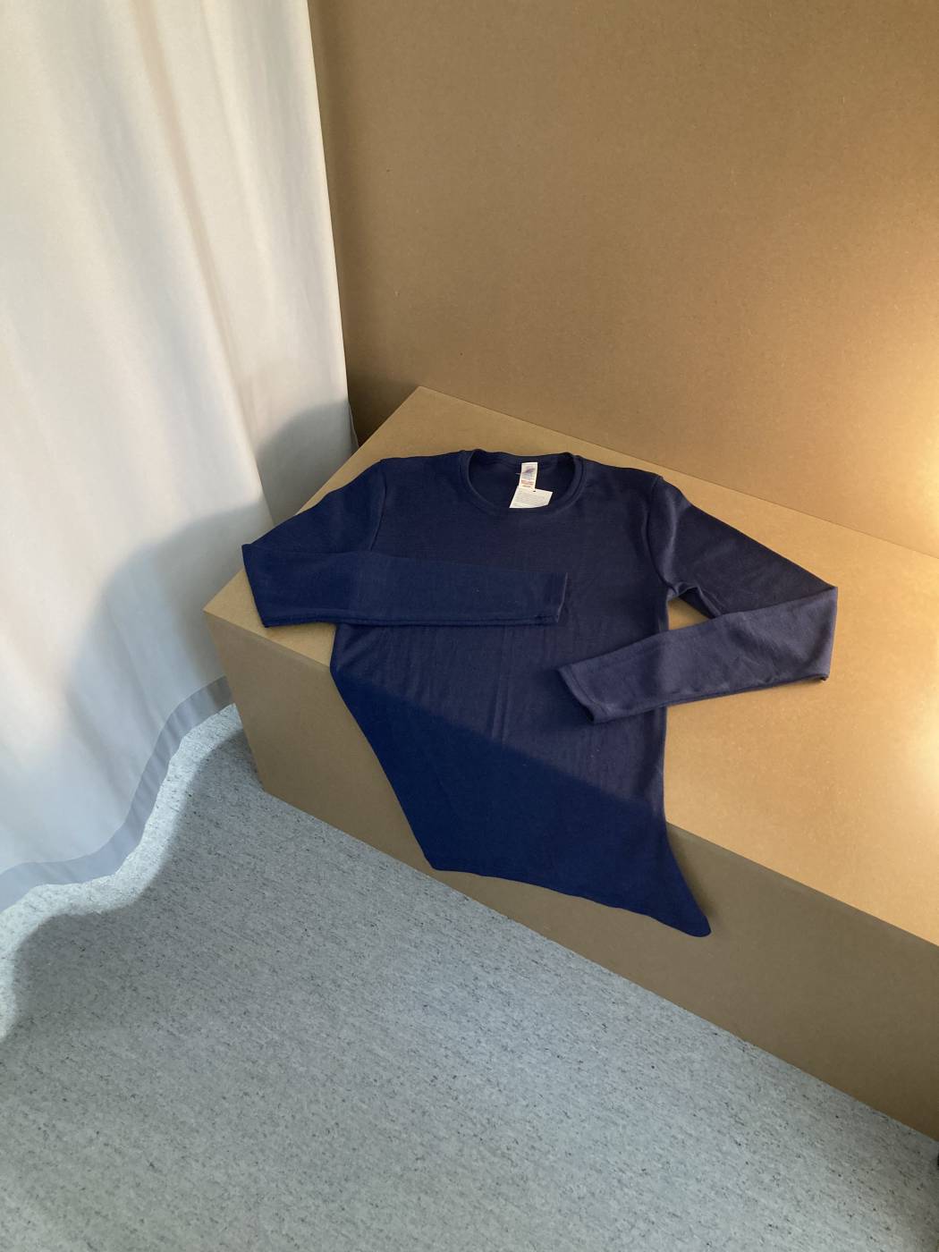 Engel Langarm Wolle Seide Shirt Herren blau