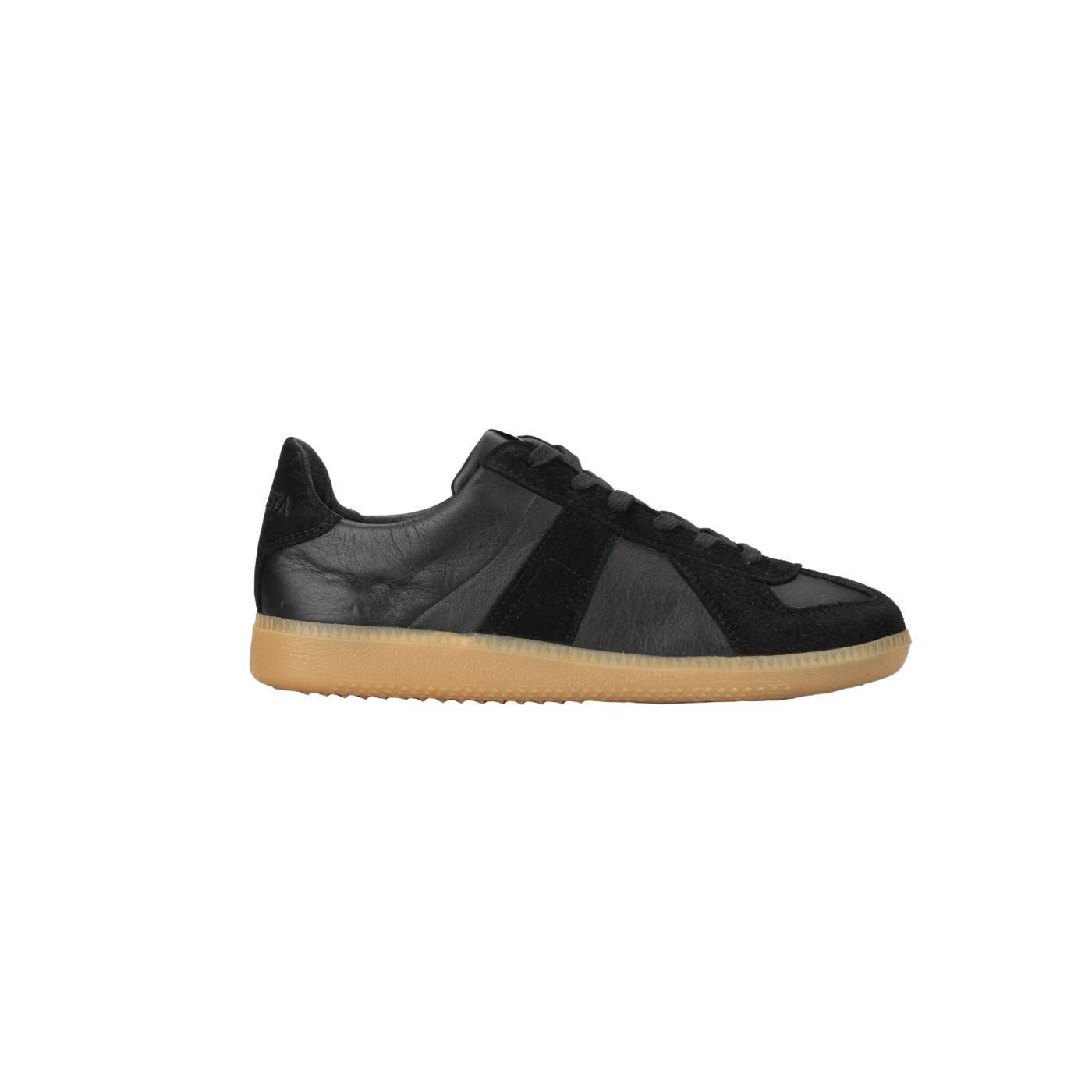 Novesta German Army Trainer Ledersneaker aus schwarzem Leder mit Sohle aus Naturkautschuk
